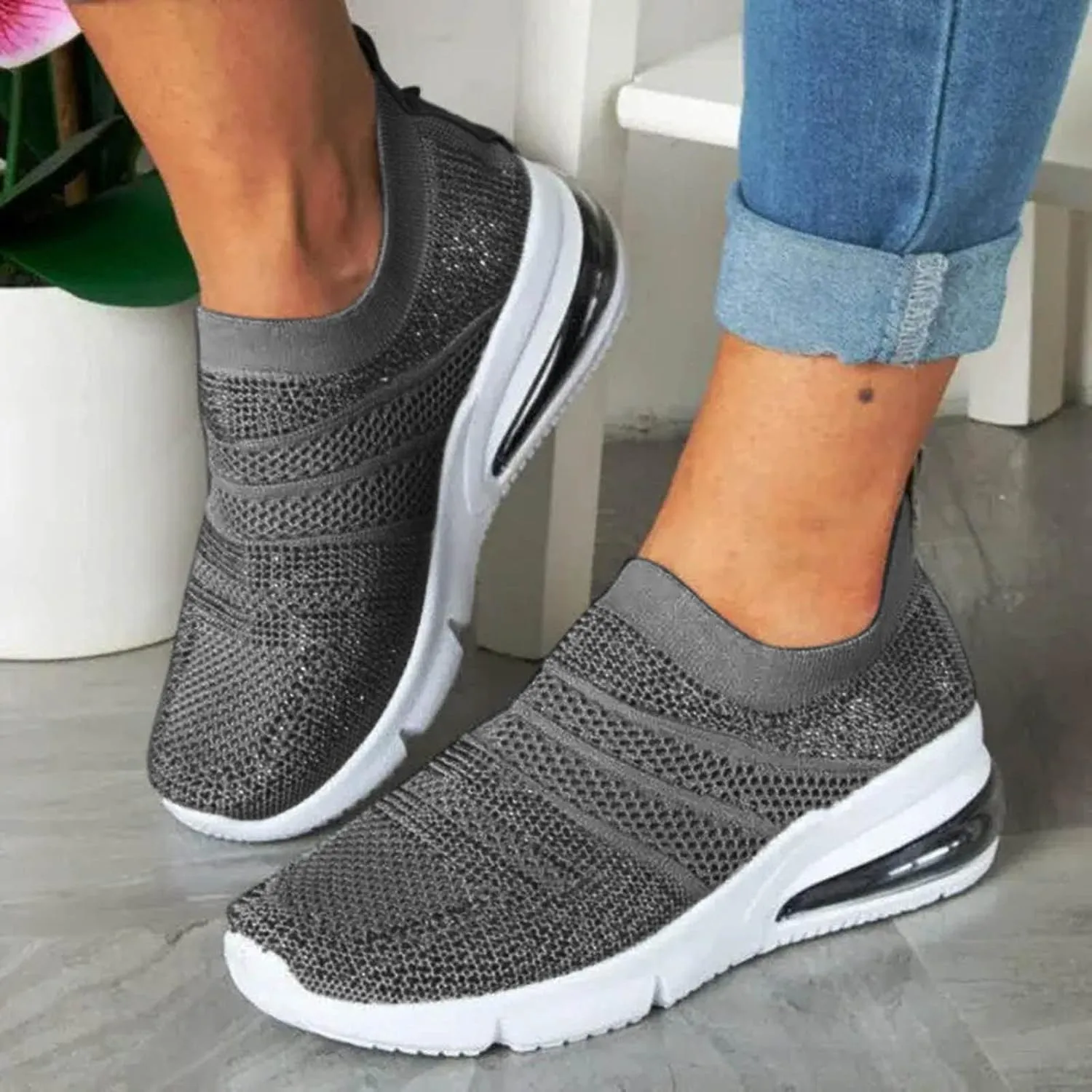 Black Tennis Shoes Women Slip Ons Women's Casual Slip-On Shoes Winter Tennis Shoes Women White Women's Sneakers Size 8 White Zapatos Negros Con Plataforma De Vestir para Mujer