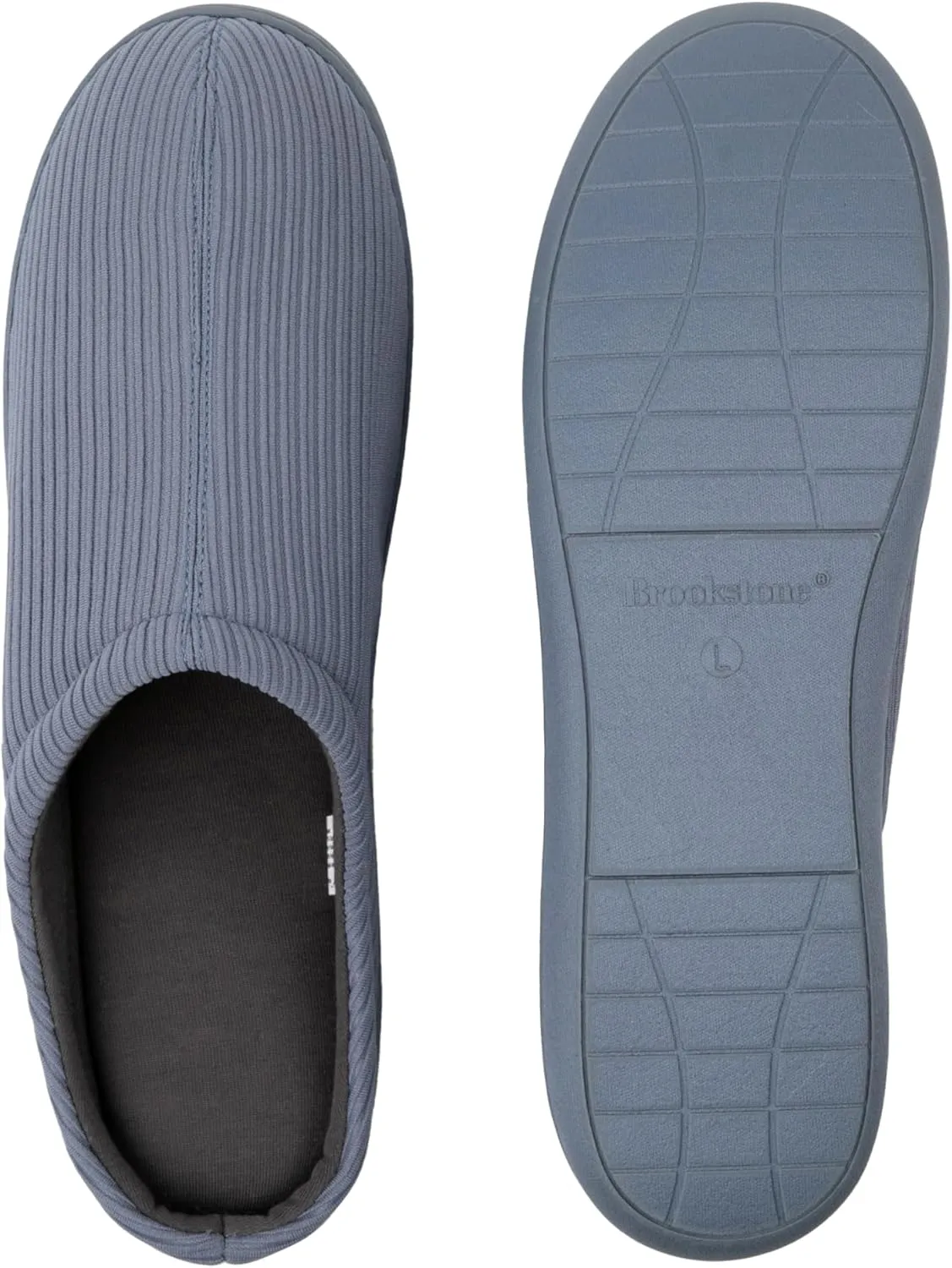 Brookstone Classic Comfort Memory Foam Men's Indoor Slippers - Warm & Comfortable, Soft Plush Lining, Non-Slip Sole
