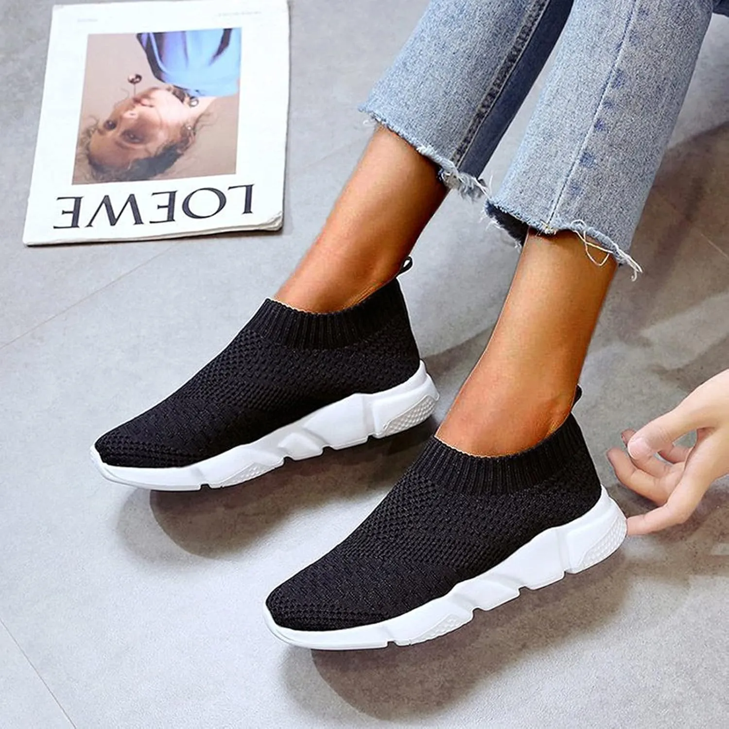 Business Casual Work Shoes for Plantar Fasciitis for Women Slip On Shoes for Women Size 8 Trendy Black Shoes for Women 2023 Women Sneakers Black and White Trail Running Shoes Women All Weather
