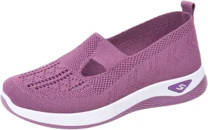 Cathalem Women's Slip on Sneakers Shoes Woven Orthopedic Breathable Soft Shoes Walking Diabetic Foam Shoes Hands Free Slip in