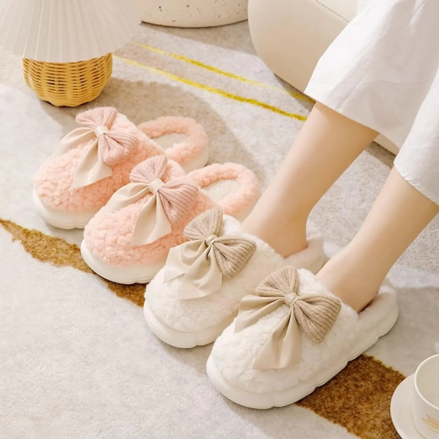 Cute House Slippers Plush Memory Foam Slippers for Indoor and Outdoor Cozy Trendy Slip-On Shoes