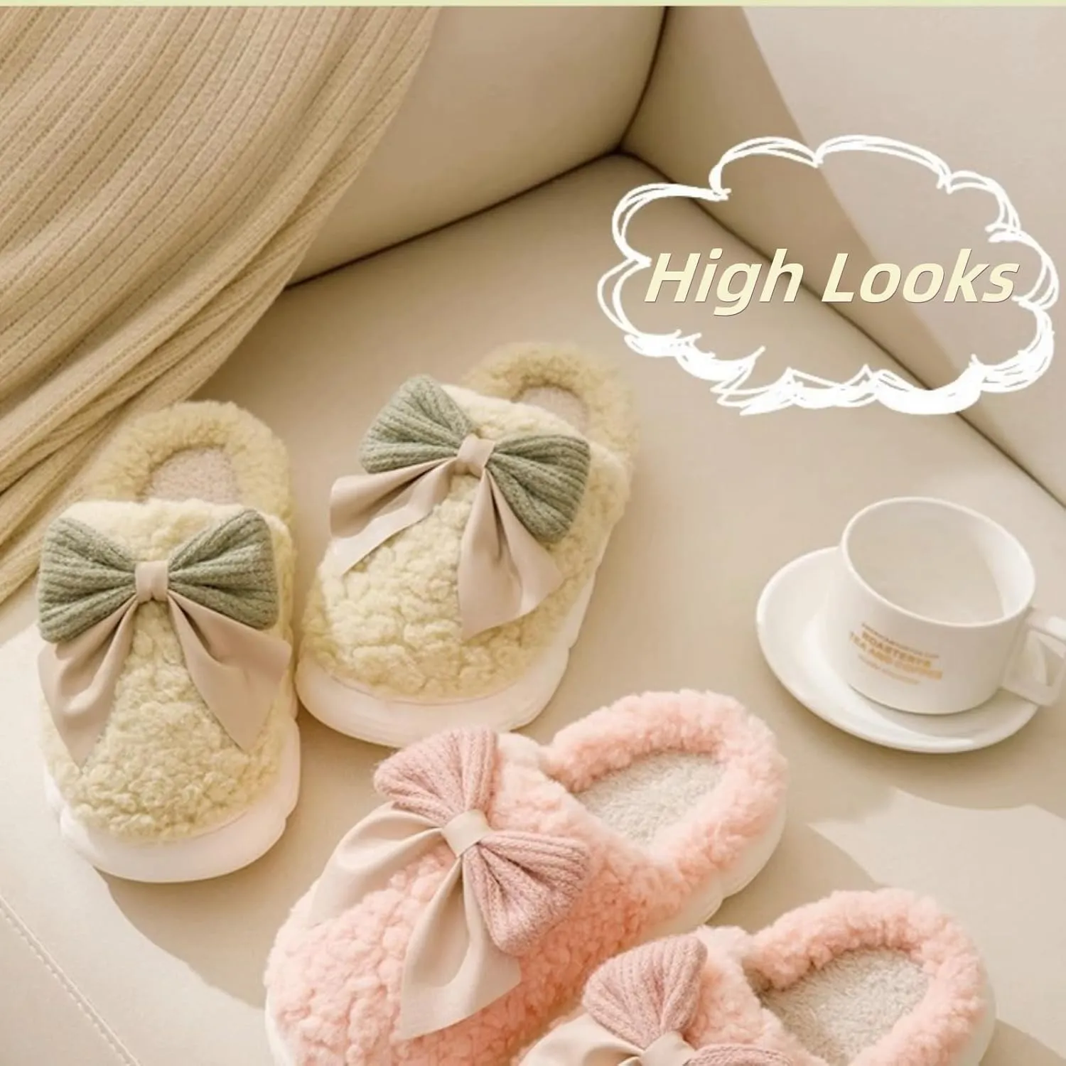 Cute House Slippers Plush Memory Foam Slippers for Indoor and Outdoor Cozy Trendy Slip-On Shoes