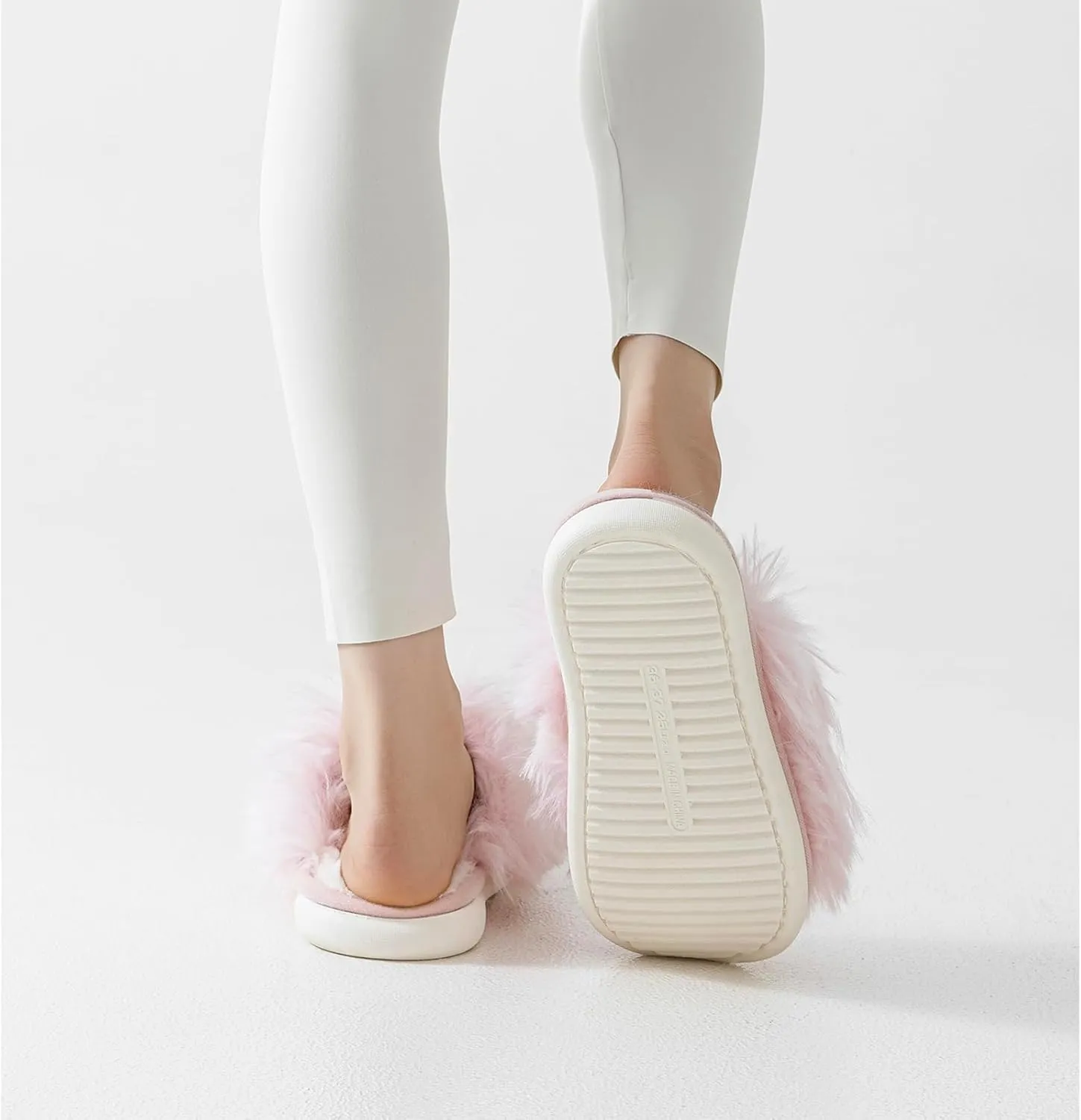 ForBaysy Faux Fur Slippers Memory Foam Slippers Ladies Fluffy Winter House Shoes Indoor Fuzzy Fluffy Slipper