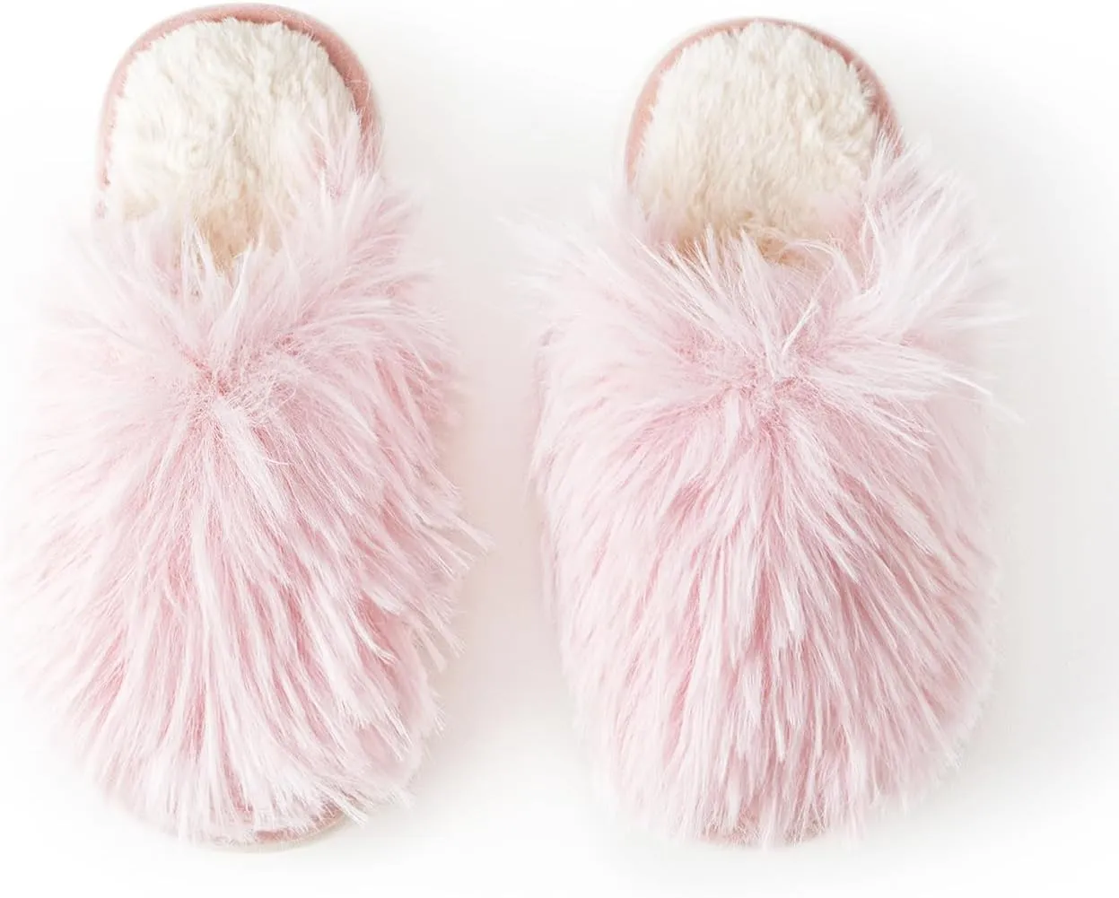 ForBaysy Faux Fur Slippers Memory Foam Slippers Ladies Fluffy Winter House Shoes Indoor Fuzzy Fluffy Slipper