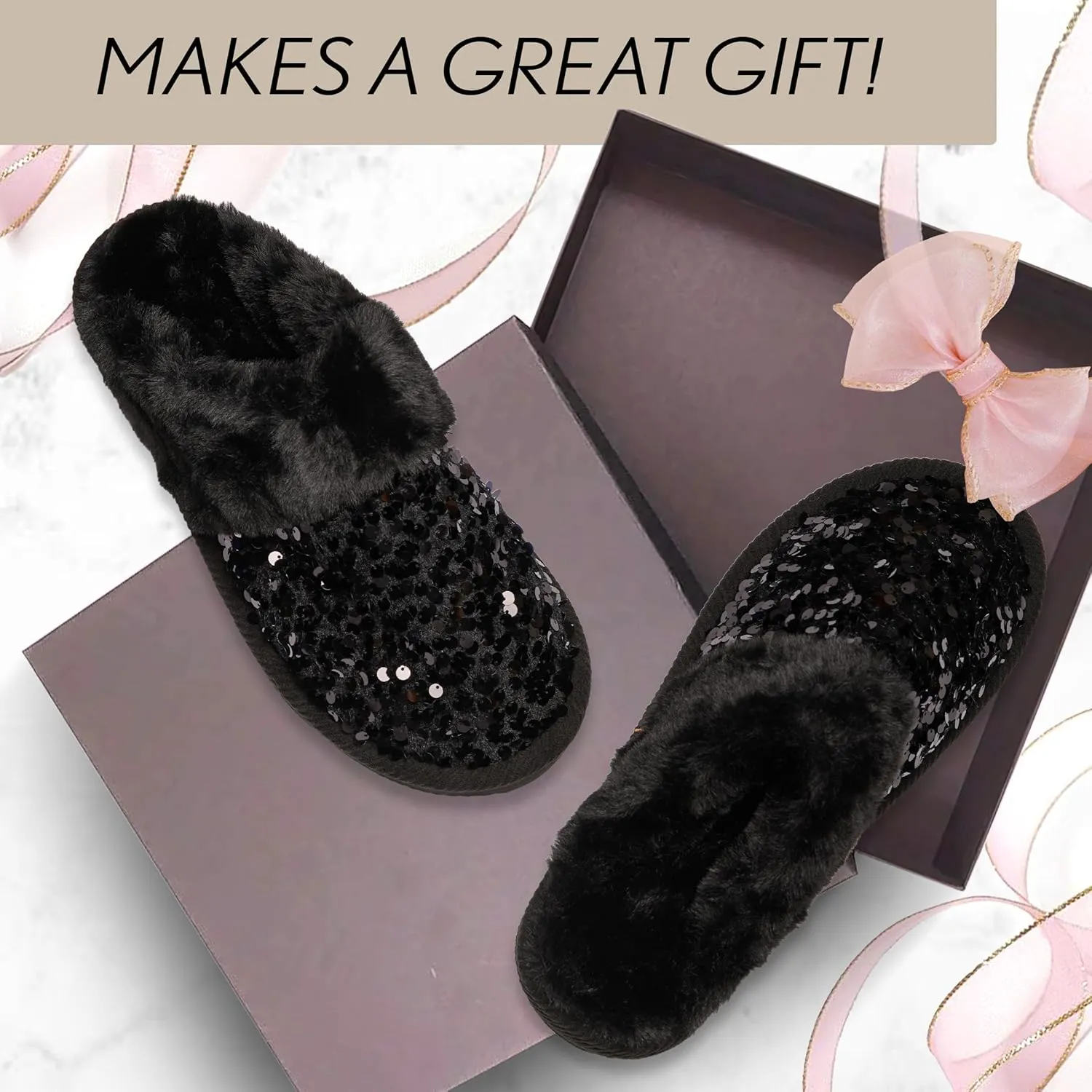 Funky Junque Cozy Plush Women's Memory Foam Slippers - Mother's Day Gift - Indoor/Outdoor Slip-Ons