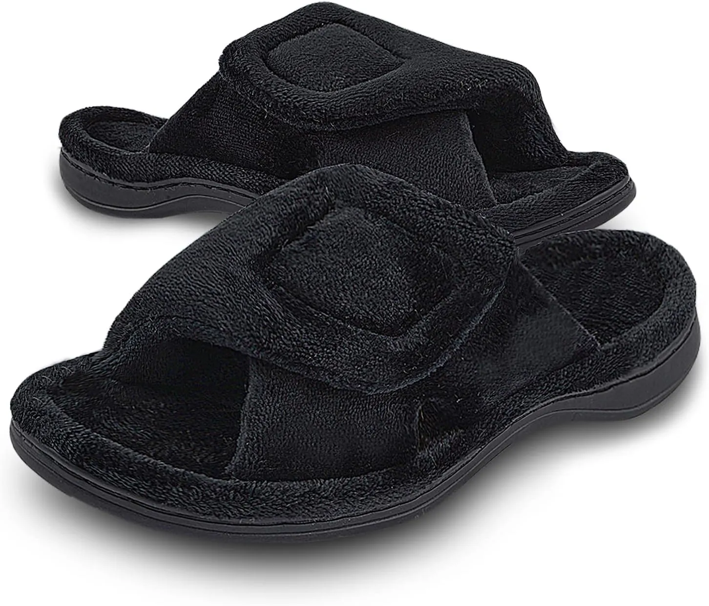 Git-up Women's Memory Foam Slippers with Arch Support - Adjustable Hook and Loop Indoor/Outdoor Shoes