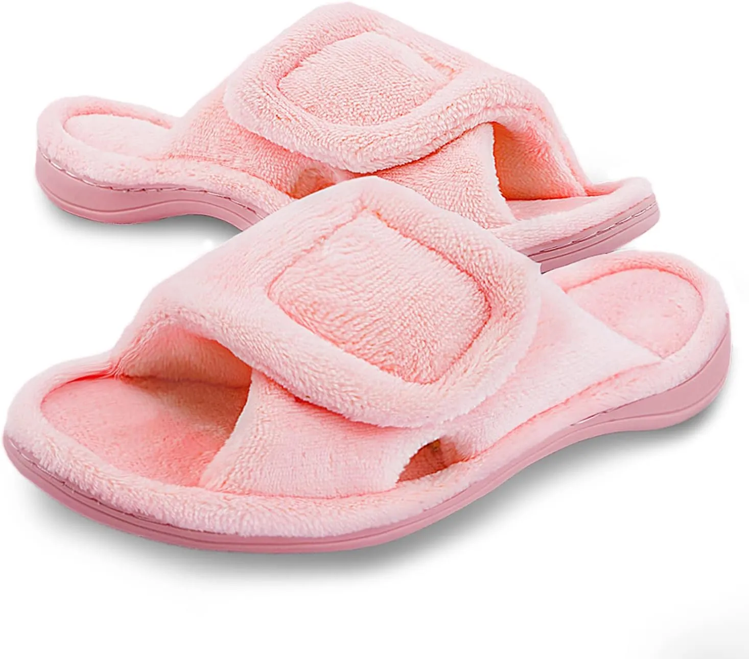 Git-up Women's Memory Foam Slippers with Arch Support - Adjustable Hook and Loop Indoor/Outdoor Shoes
