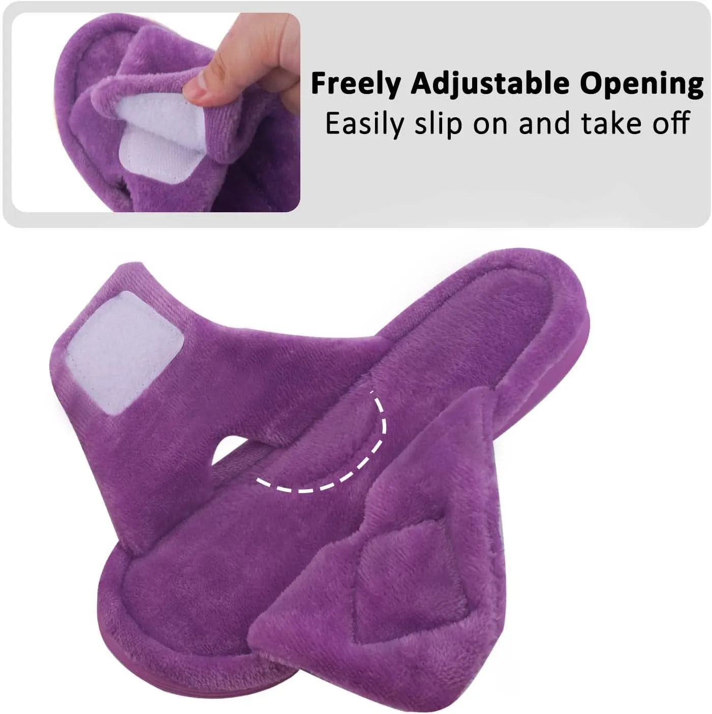 Git-up Women's Memory Foam Slippers with Arch Support - Adjustable Hook and Loop Indoor/Outdoor Shoes