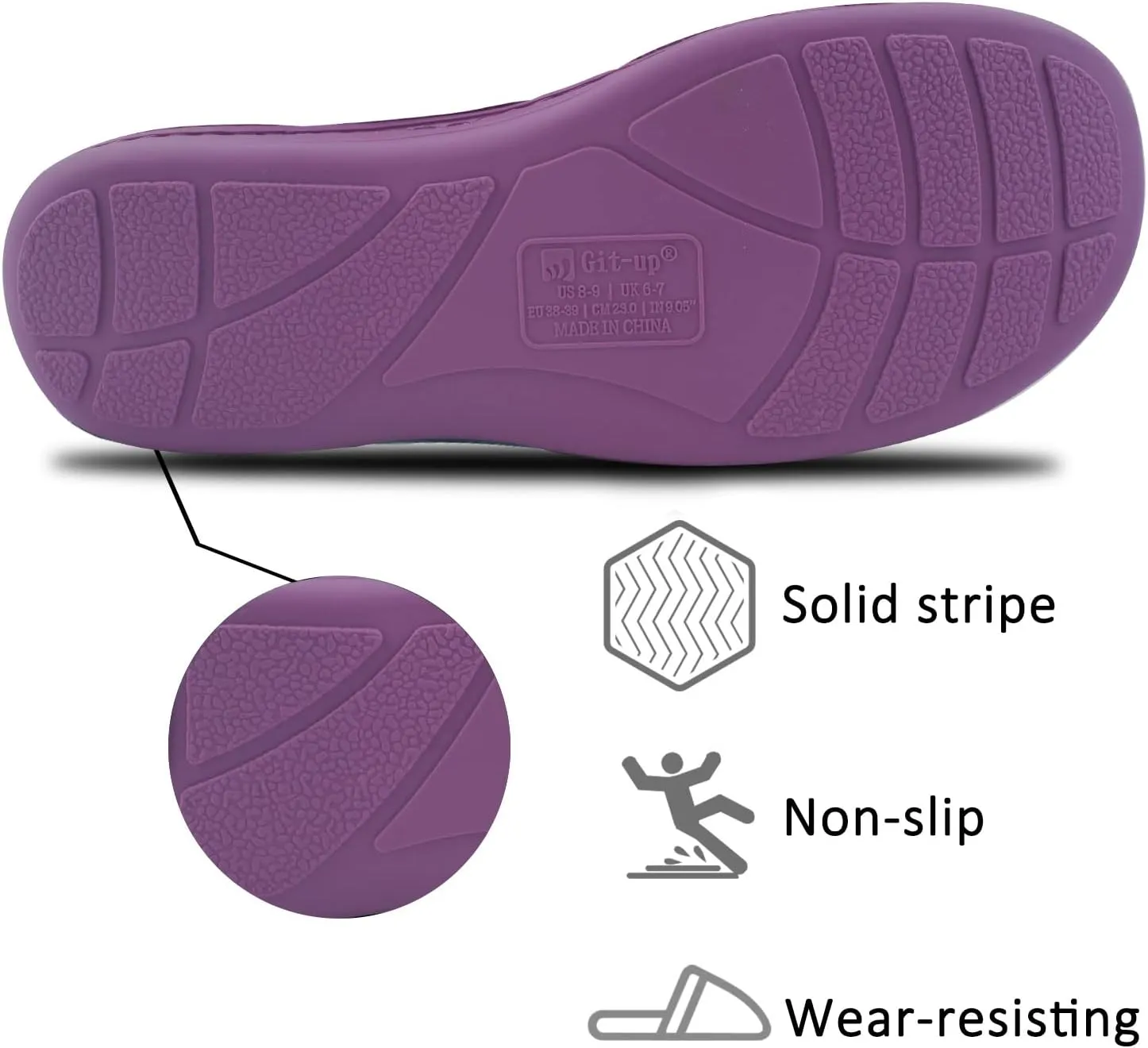 Git-up Women's Memory Foam Slippers with Arch Support - Adjustable Hook and Loop Indoor/Outdoor Shoes