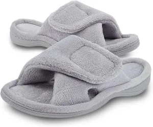 Git-up Women's Memory Foam Slippers with Arch Support - Adjustable Hook and Loop Indoor/Outdoor Shoes