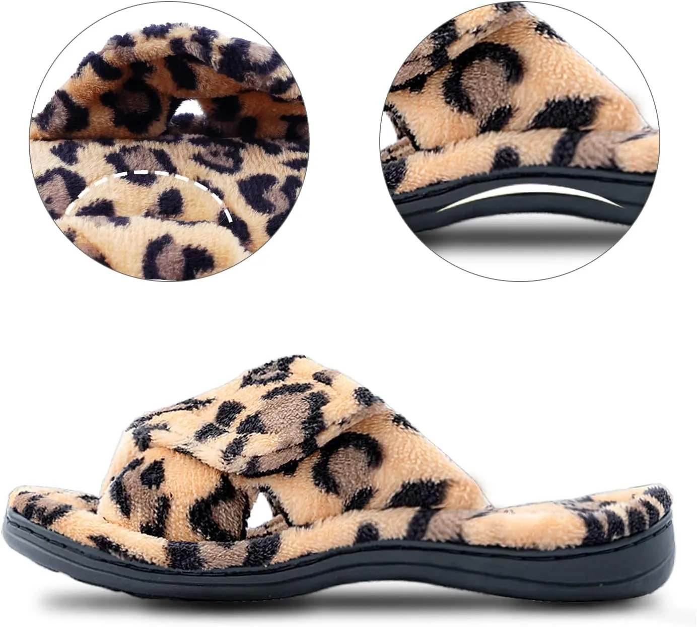 Git-up Women's Memory Foam Slippers with Arch Support - Adjustable Hook and Loop Indoor/Outdoor Shoes