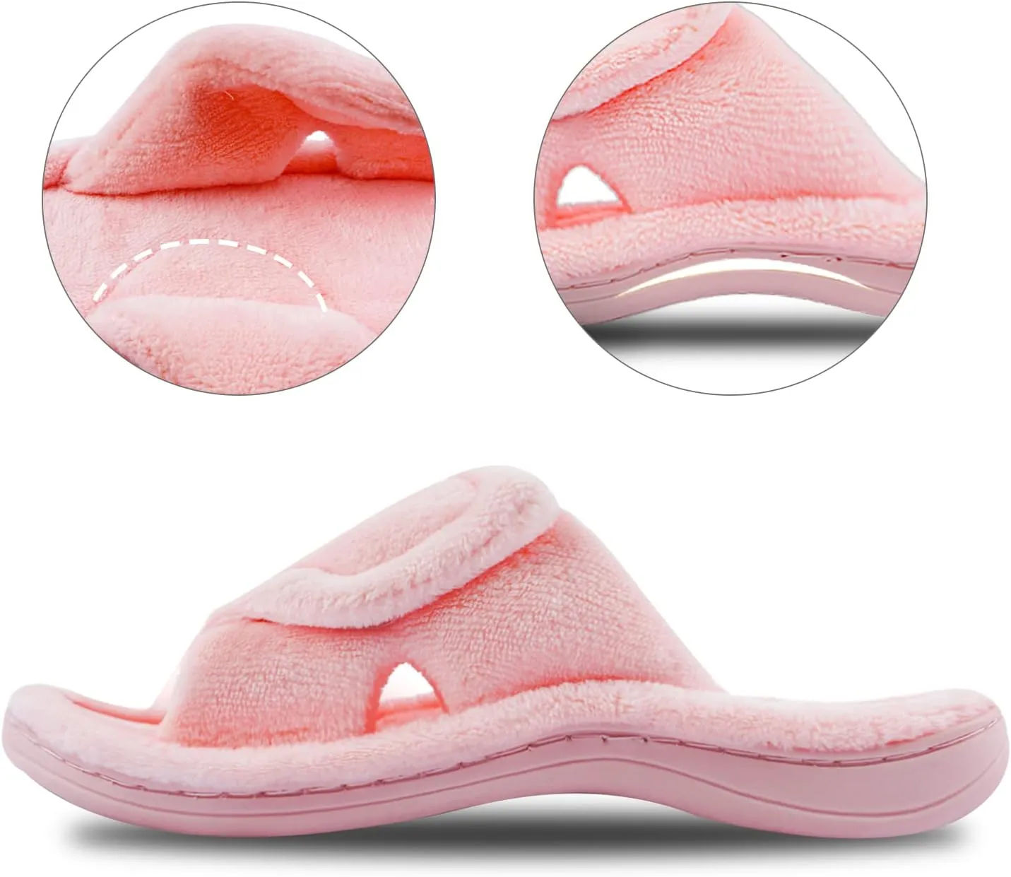 Git-up Women's Memory Foam Slippers with Arch Support - Adjustable Hook and Loop Indoor/Outdoor Shoes