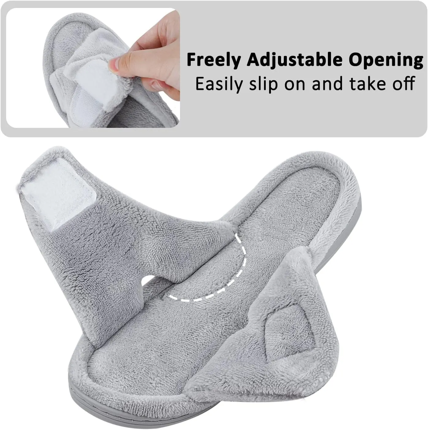 Git-up Women's Memory Foam Slippers with Arch Support - Adjustable Hook and Loop Indoor/Outdoor Shoes