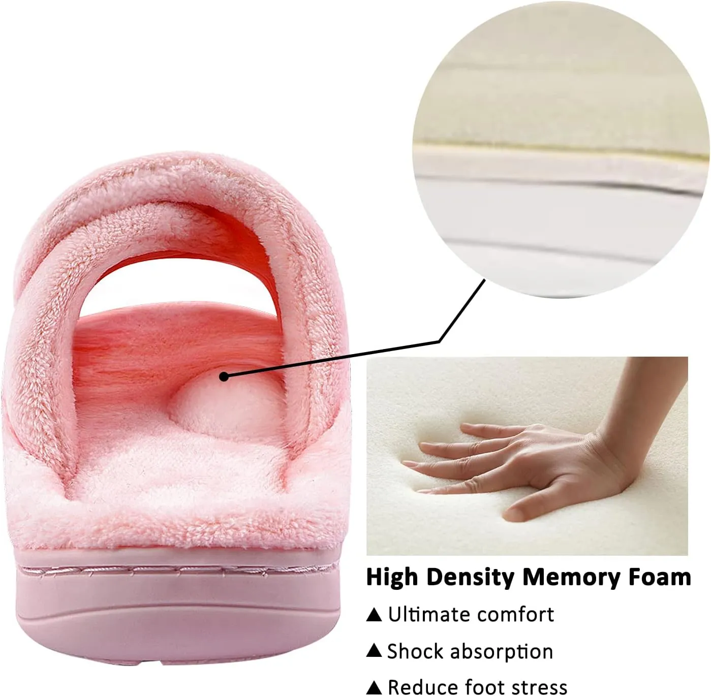 Git-up Women's Memory Foam Slippers with Arch Support - Adjustable Hook and Loop Indoor/Outdoor Shoes