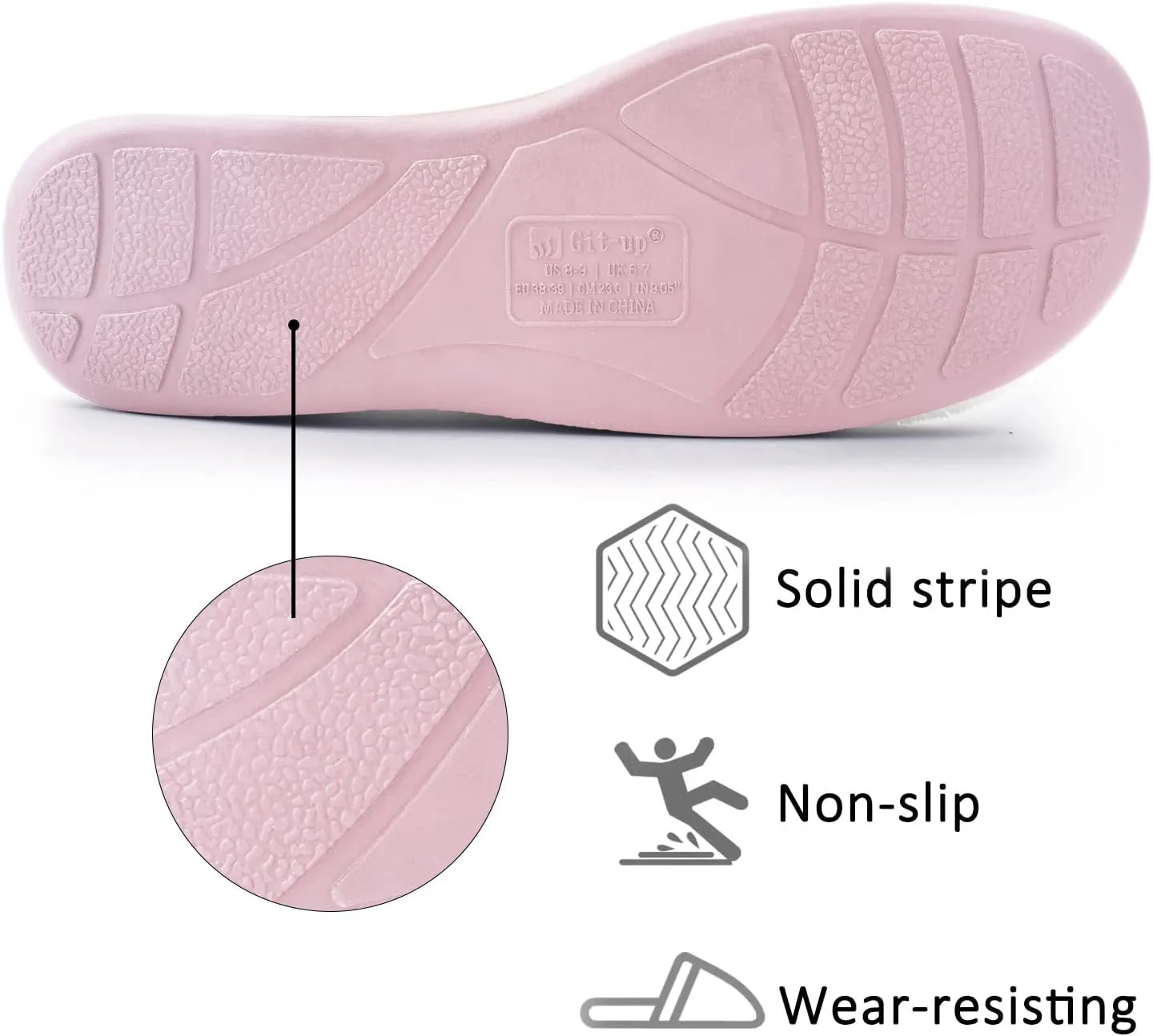 Git-up Women's Memory Foam Slippers with Arch Support - Adjustable Hook and Loop Indoor/Outdoor Shoes