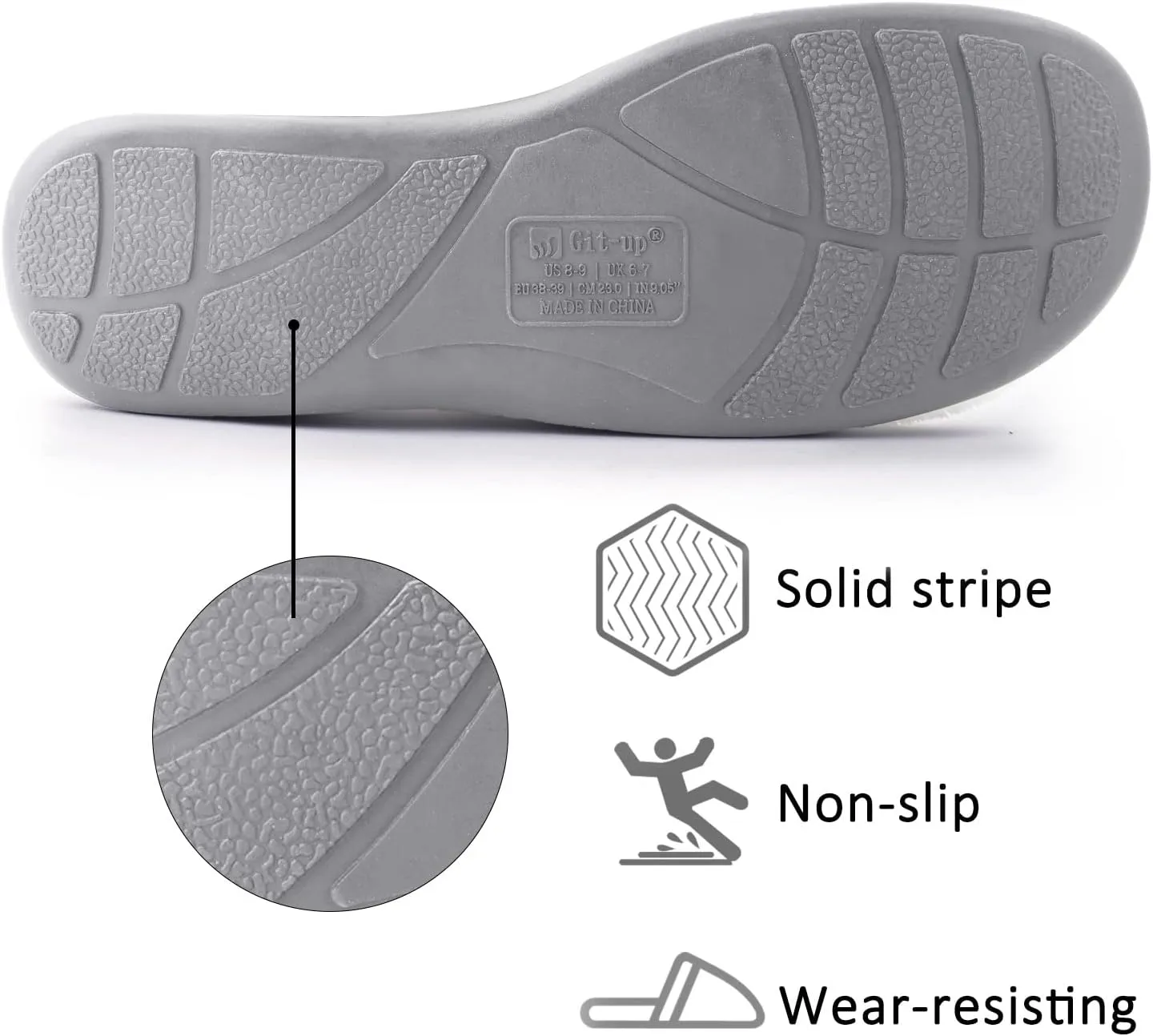 Git-up Women's Memory Foam Slippers with Arch Support - Adjustable Hook and Loop Indoor/Outdoor Shoes