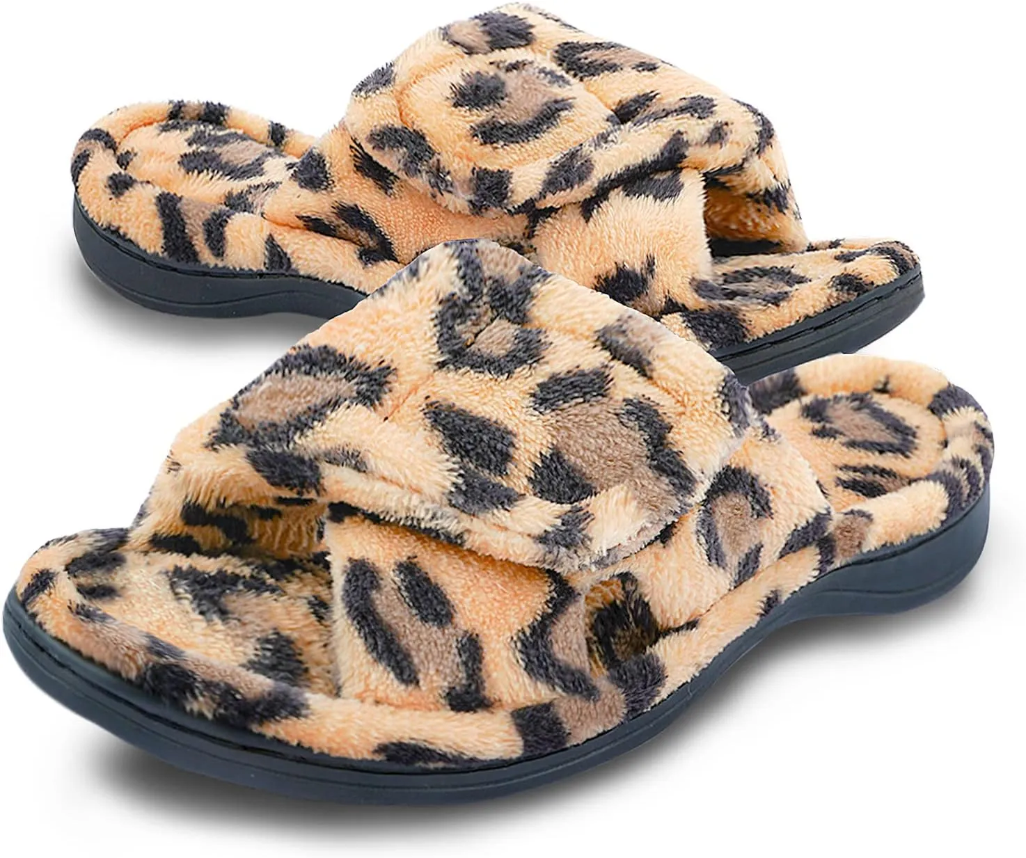 Git-up Women's Memory Foam Slippers with Arch Support - Adjustable Hook and Loop Indoor/Outdoor Shoes