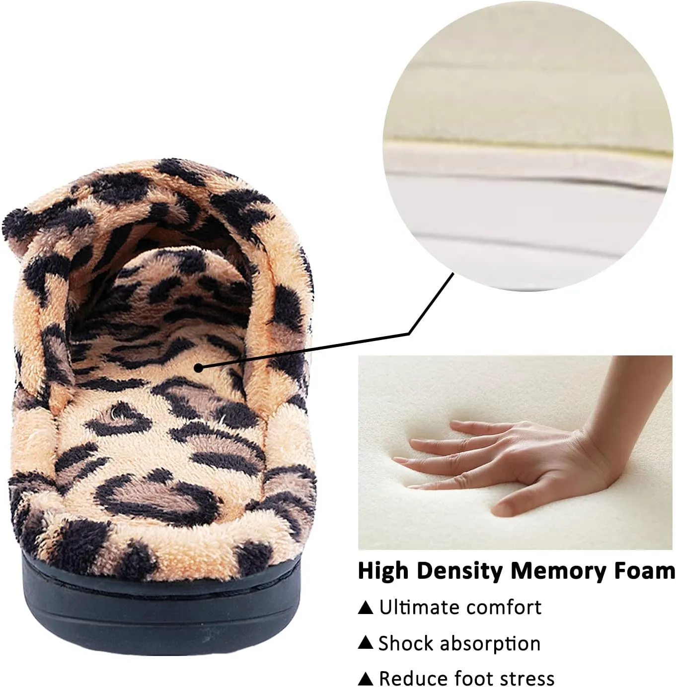 Git-up Women's Memory Foam Slippers with Arch Support - Adjustable Hook and Loop Indoor/Outdoor Shoes