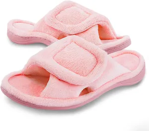 Git-up Women's Memory Foam Slippers with Arch Support - Adjustable Hook and Loop Indoor/Outdoor Shoes