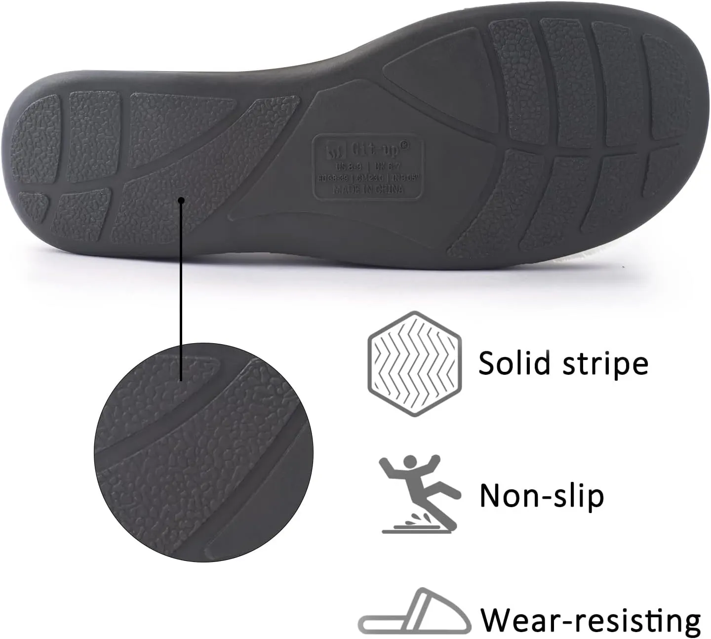 Git-up Women's Memory Foam Slippers with Arch Support - Adjustable Hook and Loop Indoor/Outdoor Shoes