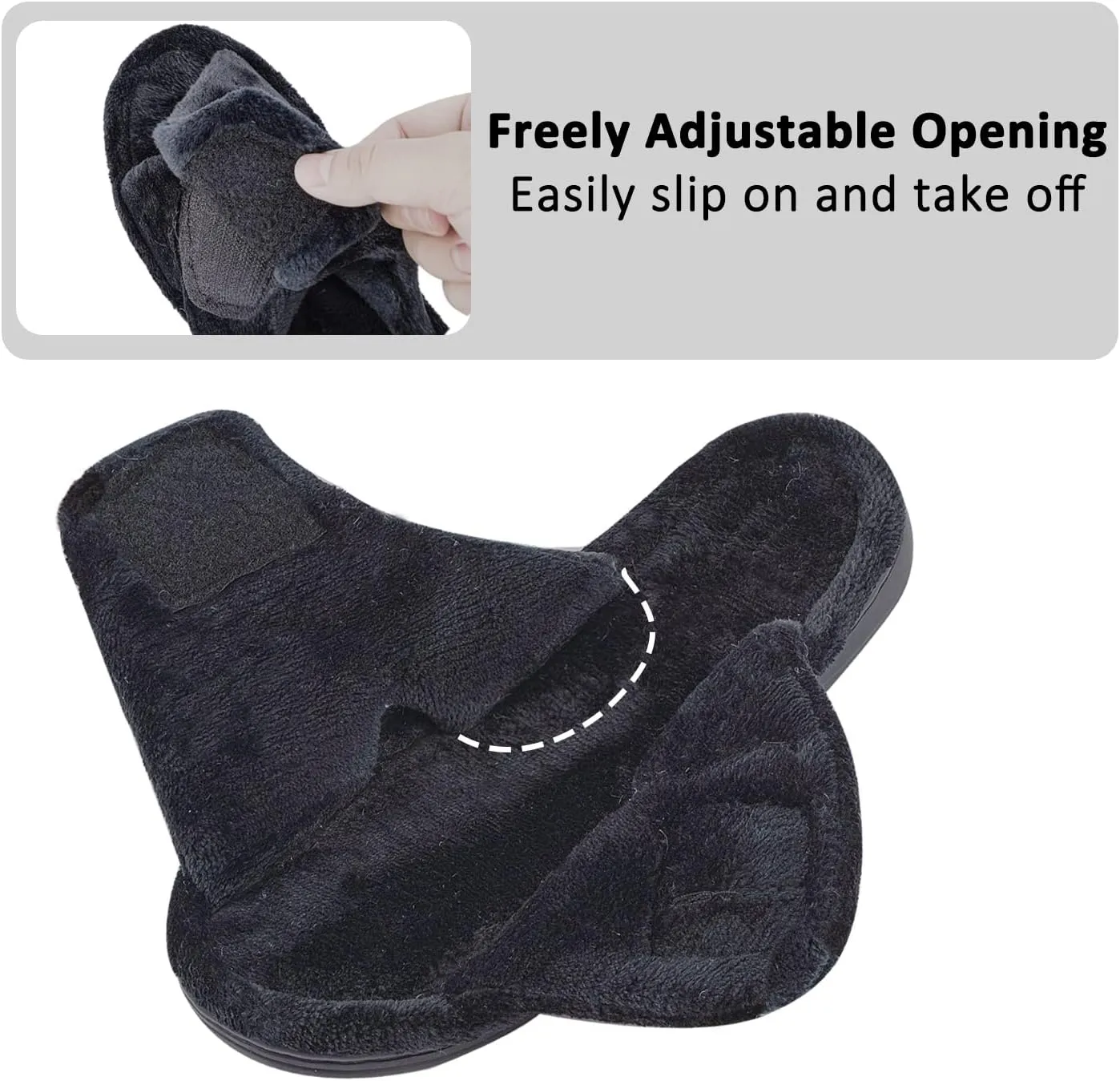 Git-up Women's Memory Foam Slippers with Arch Support - Adjustable Hook and Loop Indoor/Outdoor Shoes
