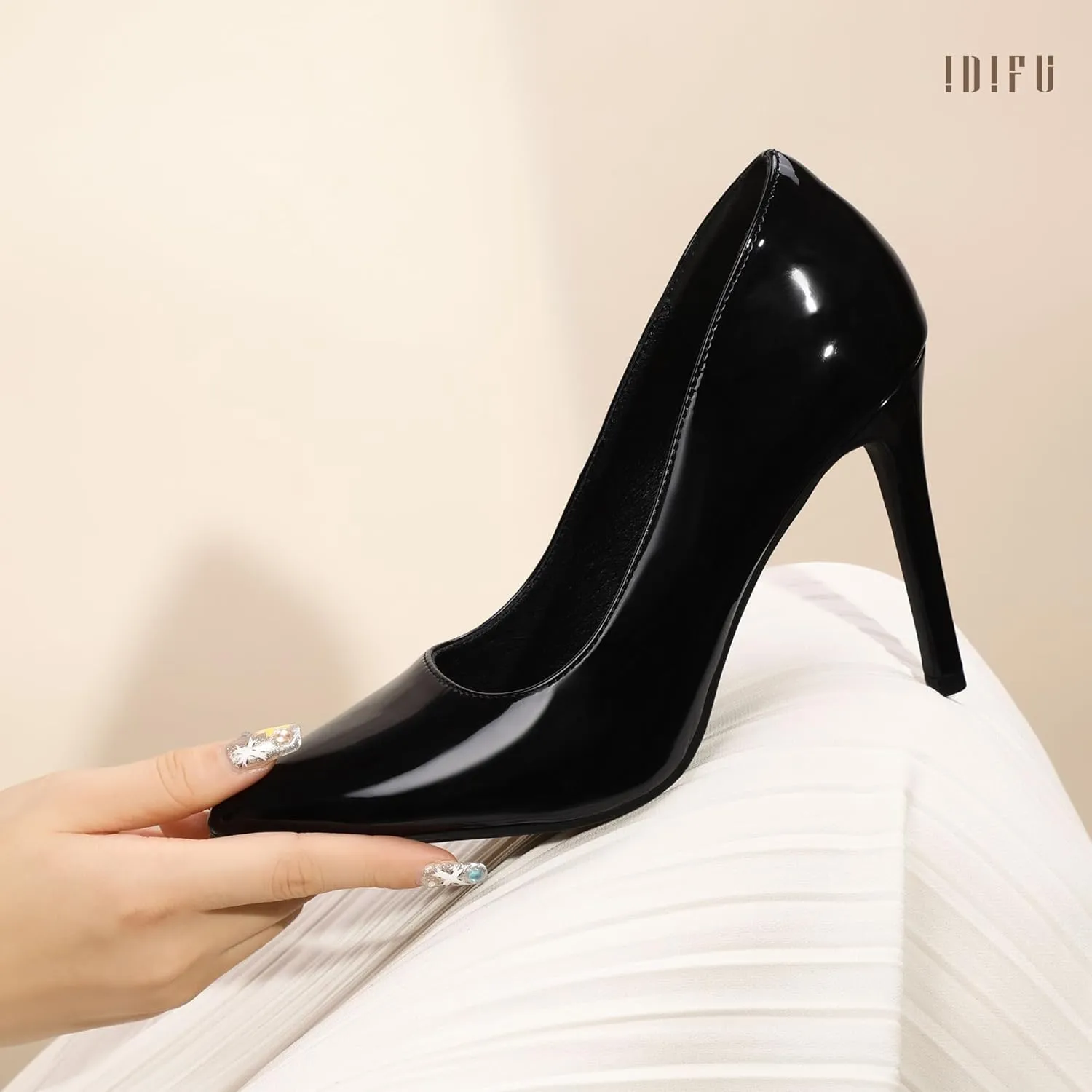 IDIFU IN4 Women's Pumps High Heels Closed Toe Stiletto Pointed Toe Dress Shoes Wedding Prom Bridal Daily Work Office Business Trendy Fashion Sexy Comfortable Pumps Dressy Shoes