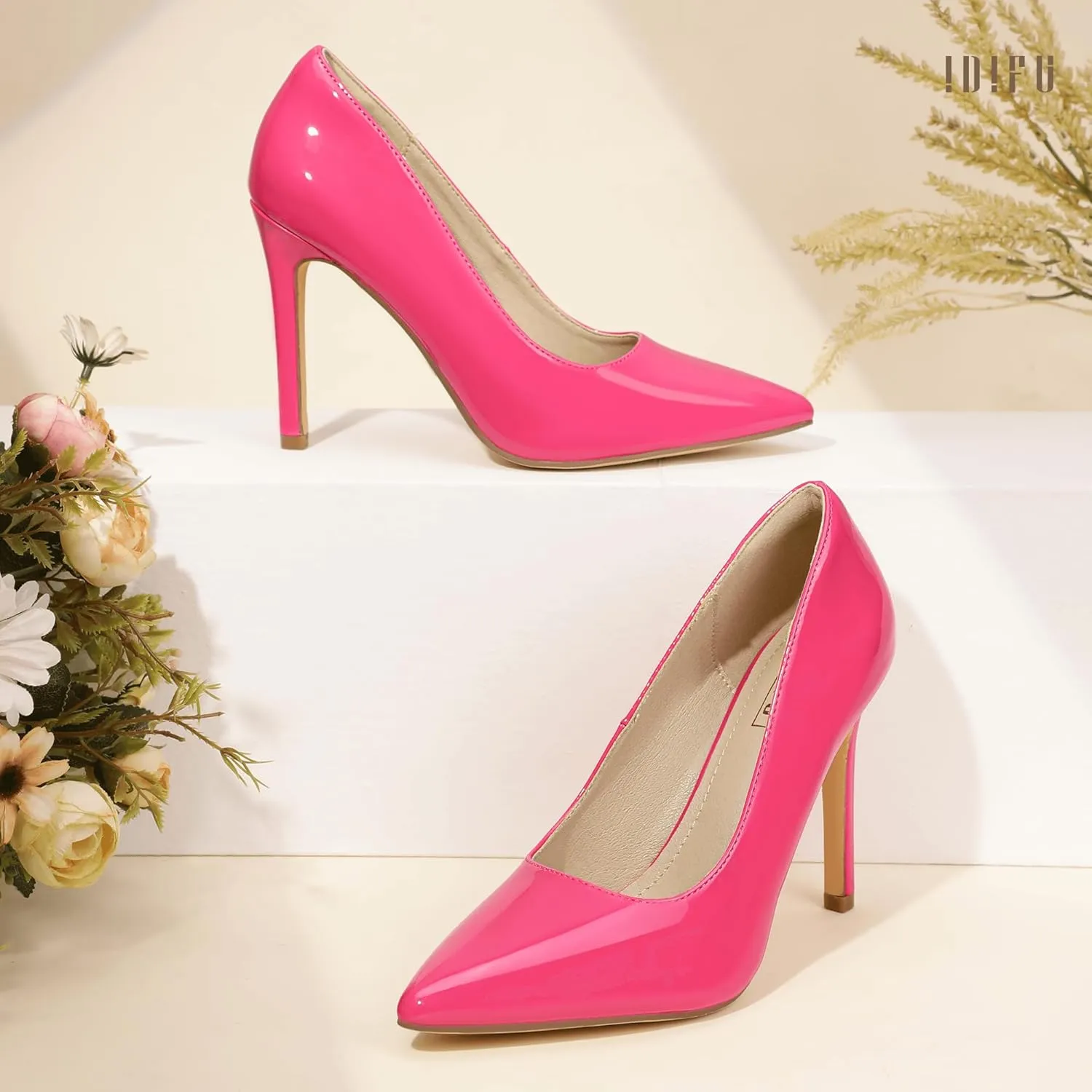 IDIFU IN4 Women's Pumps High Heels Closed Toe Stiletto Pointed Toe Dress Shoes Wedding Prom Bridal Daily Work Office Business Trendy Fashion Sexy Comfortable Pumps Dressy Shoes