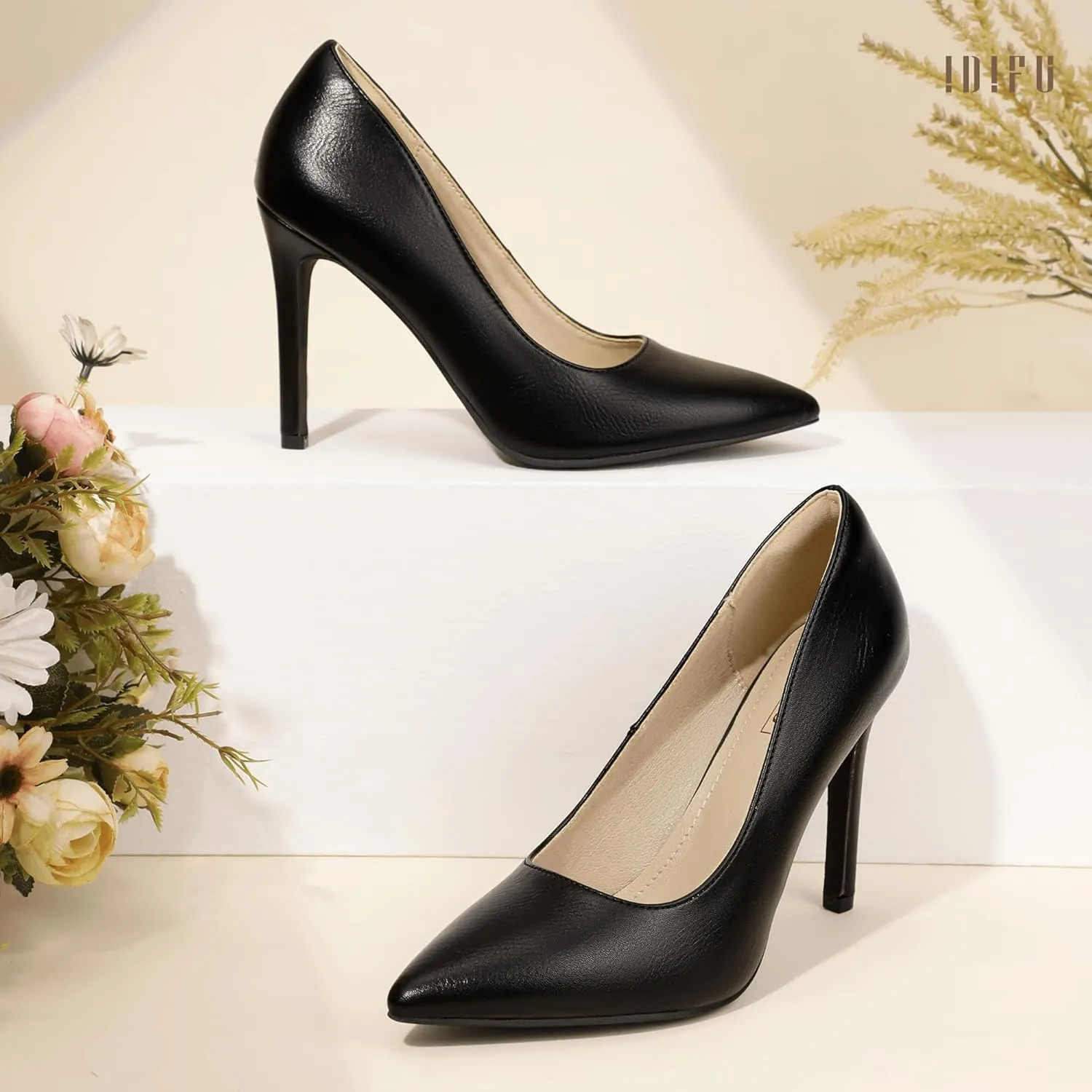 IDIFU IN4 Women's Pumps High Heels Closed Toe Stiletto Pointed Toe Dress Shoes Wedding Prom Bridal Daily Work Office Business Trendy Fashion Sexy Comfortable Pumps Dressy Shoes