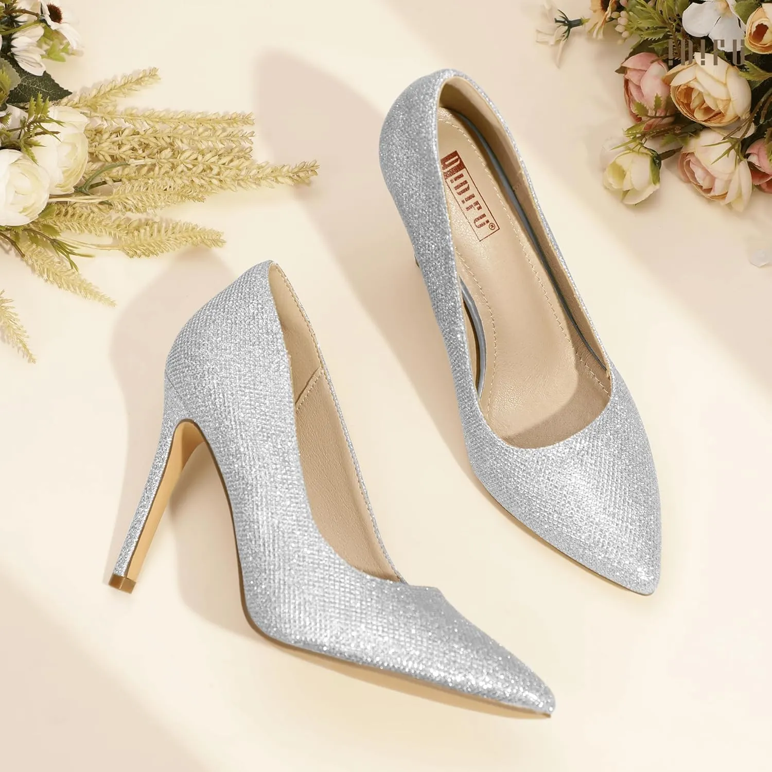IDIFU IN4 Women's Pumps High Heels Closed Toe Stiletto Pointed Toe Dress Shoes Wedding Prom Bridal Daily Work Office Business Trendy Fashion Sexy Comfortable Pumps Dressy Shoes