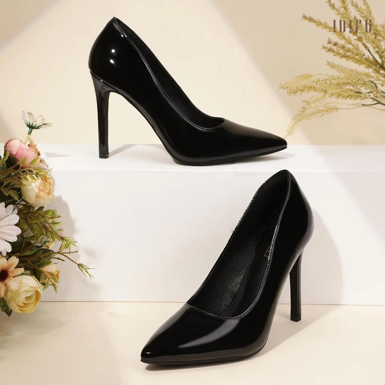 IDIFU IN4 Women's Pumps High Heels Closed Toe Stiletto Pointed Toe Dress Shoes Wedding Prom Bridal Daily Work Office Business Trendy Fashion Sexy Comfortable Pumps Dressy Shoes