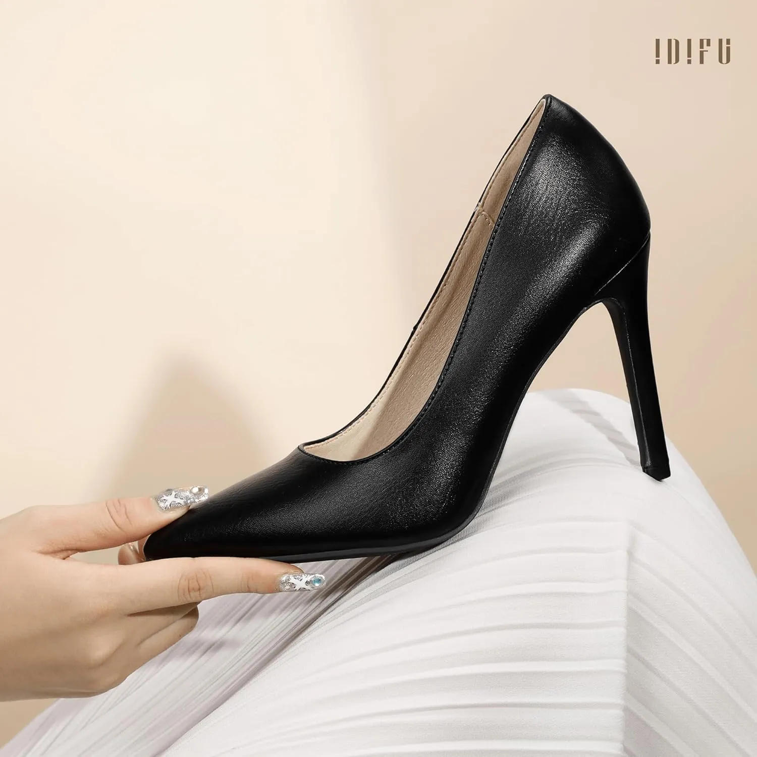 IDIFU IN4 Women's Pumps High Heels Closed Toe Stiletto Pointed Toe Dress Shoes Wedding Prom Bridal Daily Work Office Business Trendy Fashion Sexy Comfortable Pumps Dressy Shoes