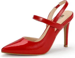 IDIFU IN4 Women's Pumps High Heels Strappy Closed Toe Stiletto Pointed Toe Slingback Dress Shoes for Women Wedding Prom Bridal Party Trendy Fashion Sexy Comfortable Pumps Dressy Shoes