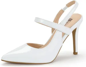 IDIFU IN4 Women's Pumps High Heels Strappy Closed Toe Stiletto Pointed Toe Slingback Dress Shoes for Women Wedding Prom Bridal Party Trendy Fashion Sexy Comfortable Pumps Dressy Shoes