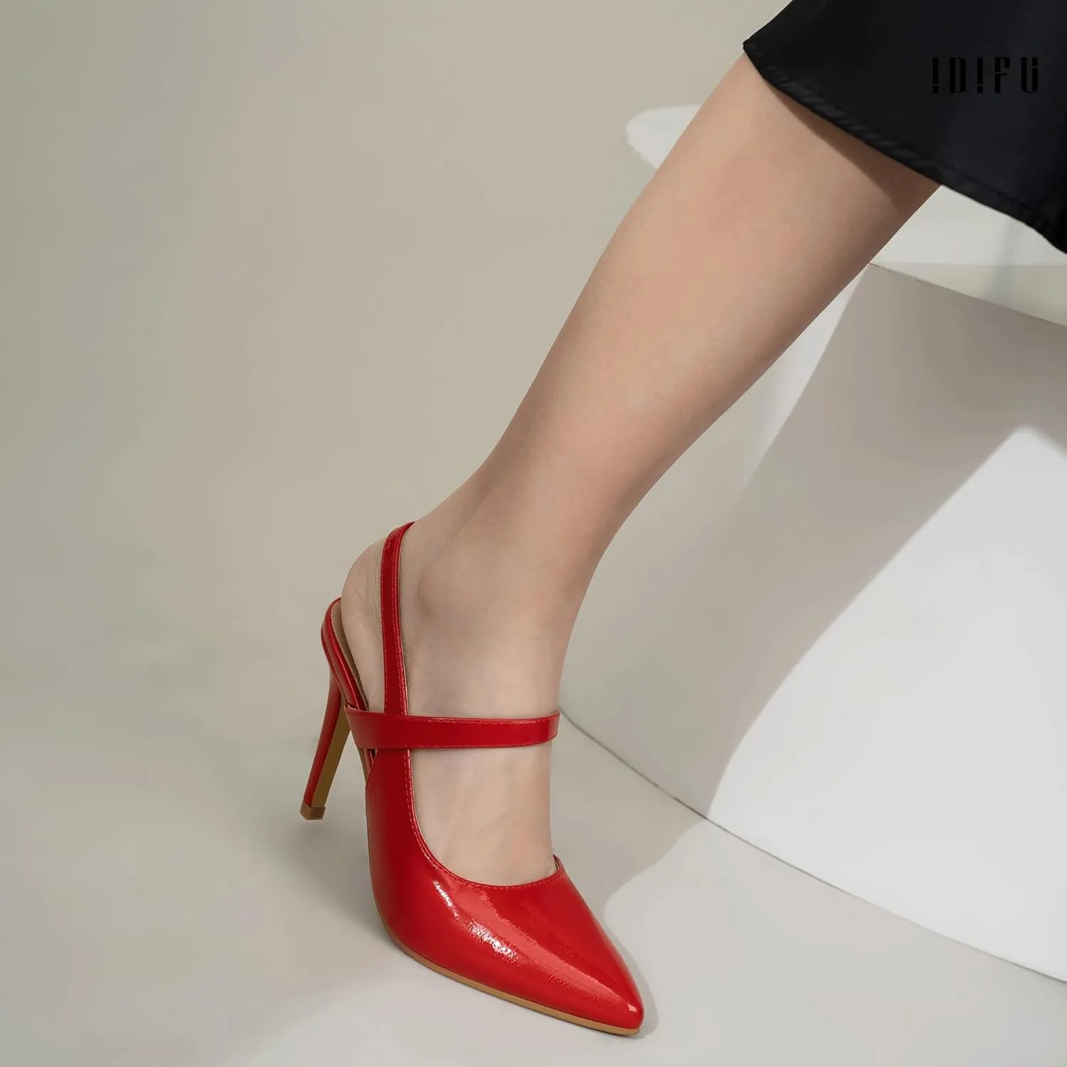 IDIFU IN4 Women's Pumps High Heels Strappy Closed Toe Stiletto Pointed Toe Slingback Dress Shoes for Women Wedding Prom Bridal Party Trendy Fashion Sexy Comfortable Pumps Dressy Shoes