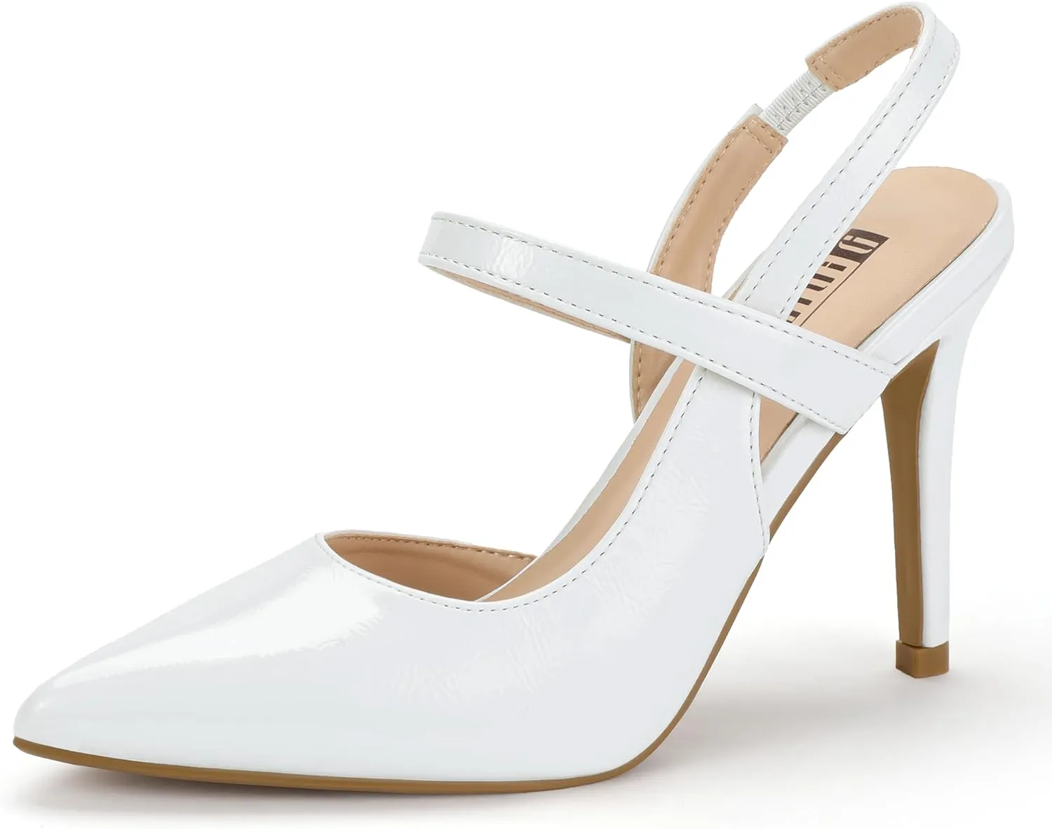 IDIFU IN4 Women's Pumps High Heels Strappy Closed Toe Stiletto Pointed Toe Slingback Dress Shoes for Women Wedding Prom Bridal Party Trendy Fashion Sexy Comfortable Pumps Dressy Shoes