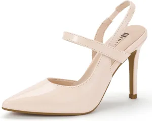 IDIFU IN4 Women's Pumps High Heels Strappy Closed Toe Stiletto Pointed Toe Slingback Dress Shoes for Women Wedding Prom Bridal Party Trendy Fashion Sexy Comfortable Pumps Dressy Shoes