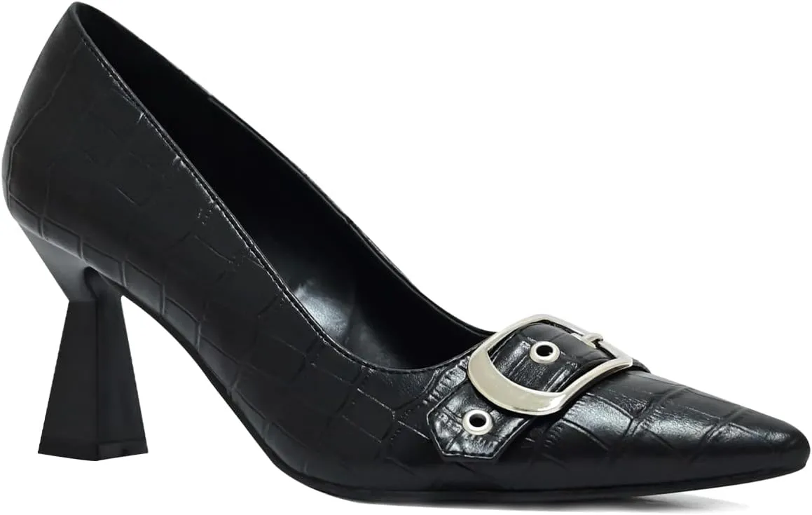 Kitten Heels for Women 3-Inch Closed Toe Pumps Dress Shoes Pointed Toe Buckle Strap Trendy Sexy Heels Comfortable Slip On Pumps Heels for Work Party Wedding