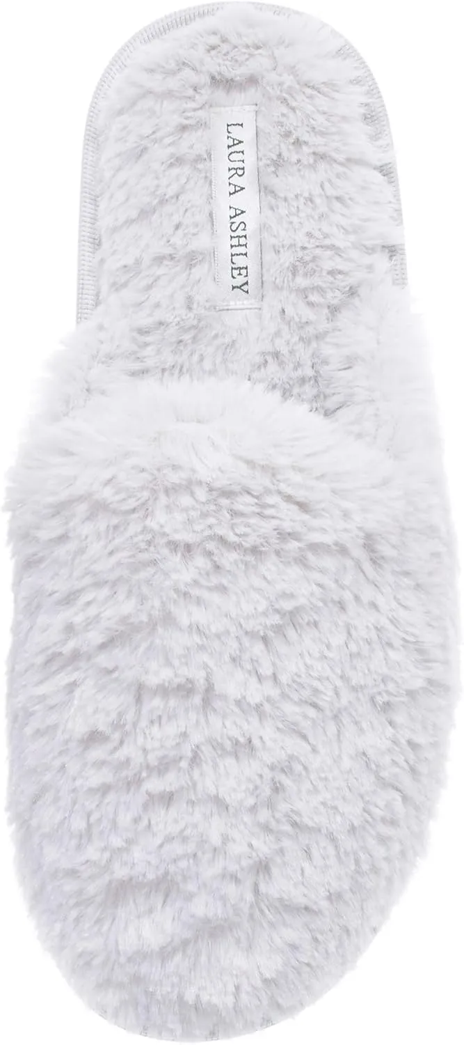 Laura Ashley Ladies All Over Plush W/Memory Foam Slippers