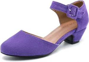 LIURUIJIA Women's Ankle Strap Low Heel Dress Shoes Closed Toe Formal Work Wedding Bridal Heels Comfortable Pumps