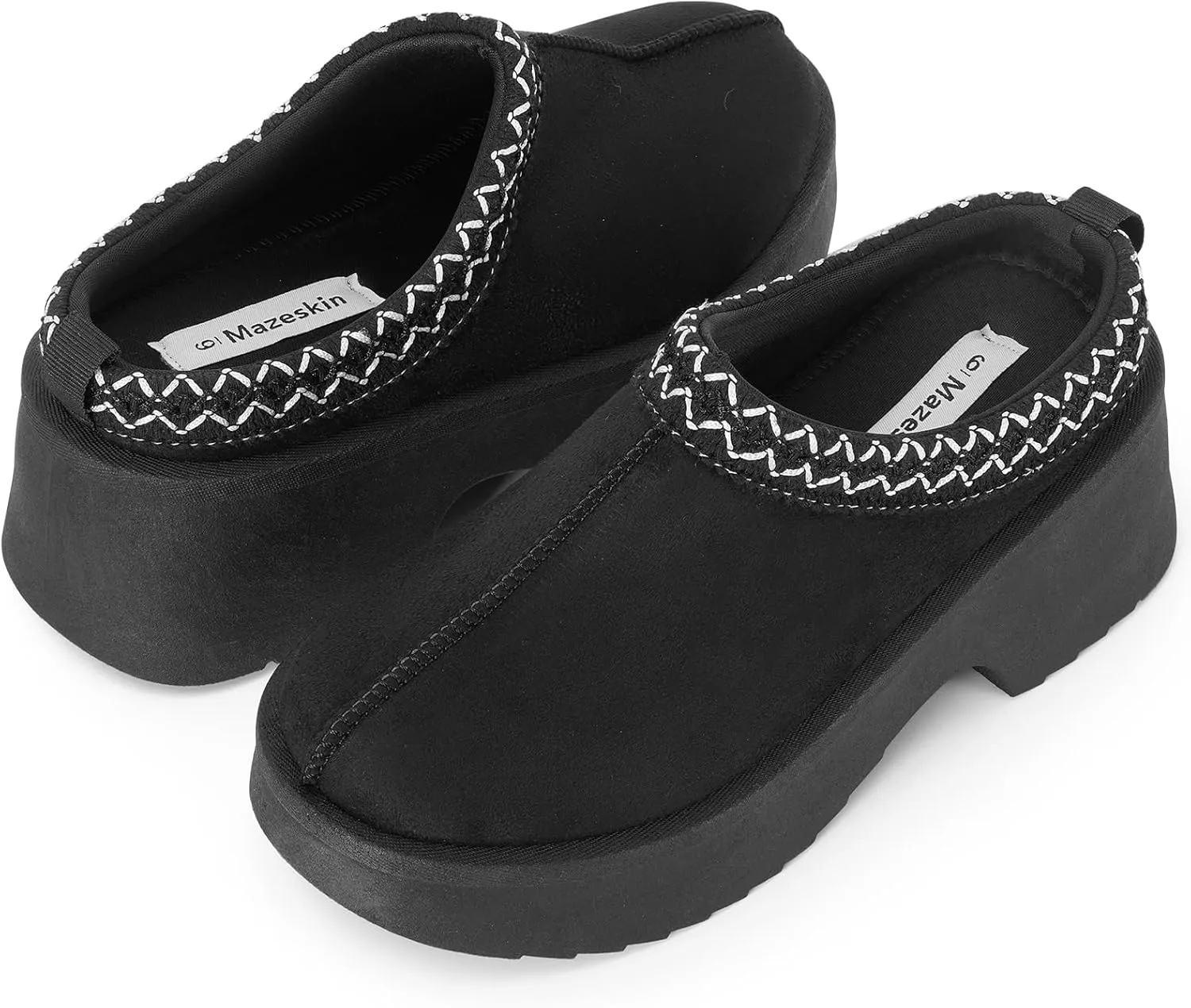 mazeskin Womens Platform Chunky Memory Foam Slippers Heeled Wedge House Shoes Indoor Outdoor All Year Round