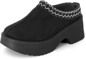 mazeskin Womens Platform Chunky Memory Foam Slippers Heeled Wedge House Shoes Indoor Outdoor All Year Round