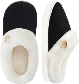 Memory Foam Slippers for Women & Men - Cozy, Fuzzy Bedroom & House Slippers - Pink & Blue/Navy - Indoor & Outdoor