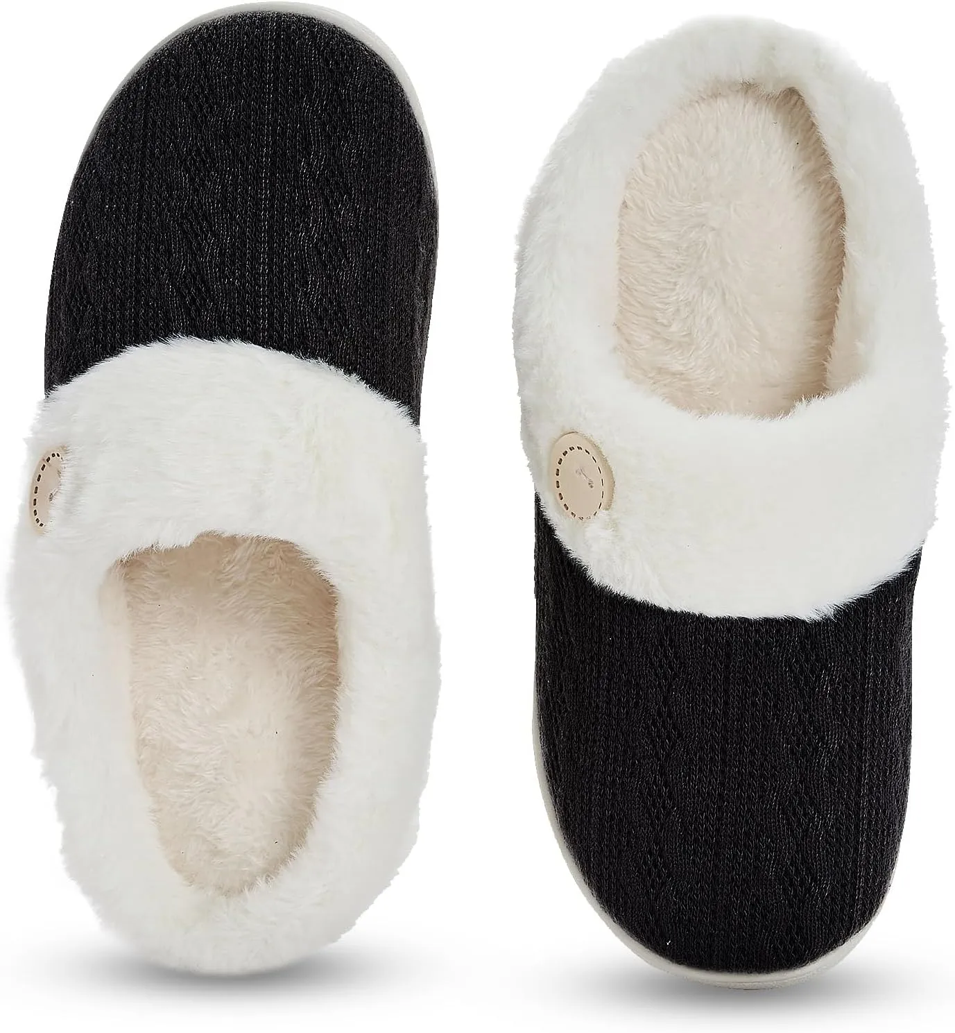 Memory Foam Slippers for Women & Men - Cozy, Fuzzy Bedroom & House Slippers - Pink & Blue/Navy - Indoor & Outdoor