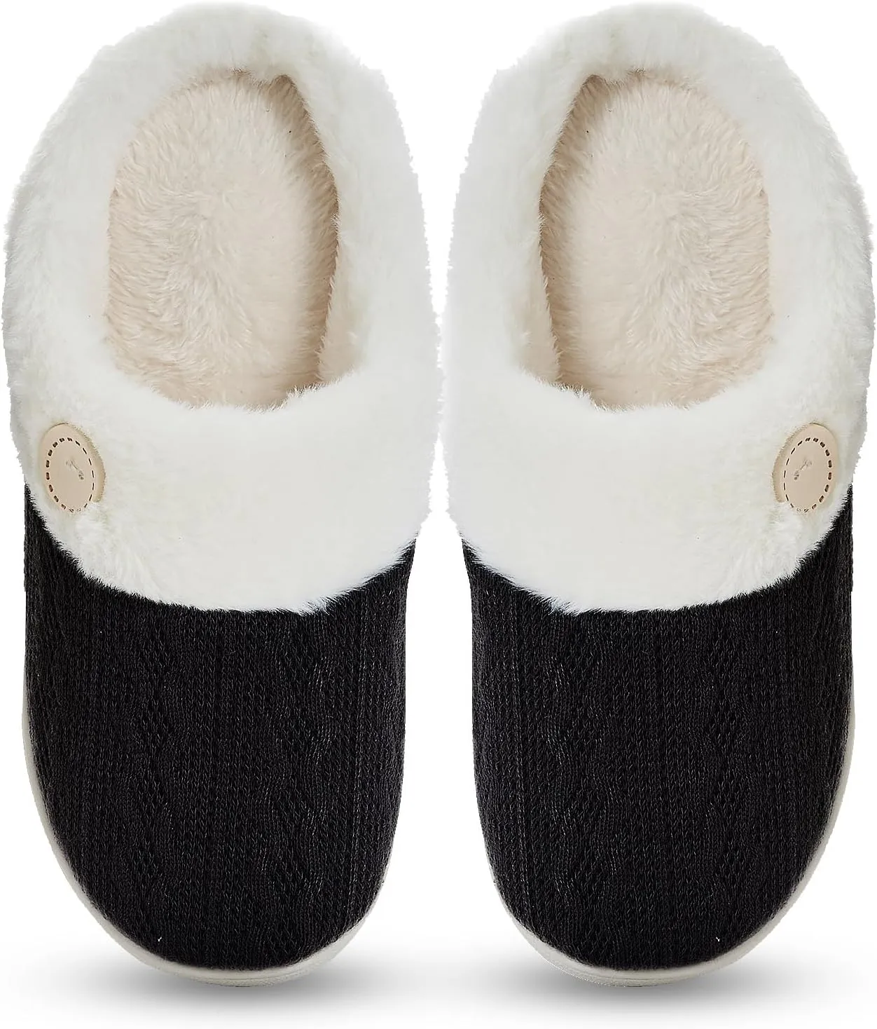 Memory Foam Slippers for Women & Men - Cozy, Fuzzy Bedroom & House Slippers - Pink & Blue/Navy - Indoor & Outdoor