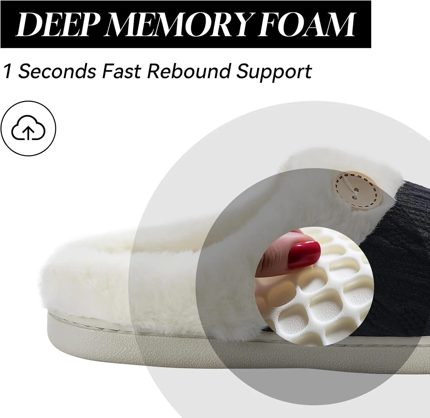 Memory Foam Slippers for Women & Men - Cozy, Fuzzy Bedroom & House Slippers - Pink & Blue/Navy - Indoor & Outdoor