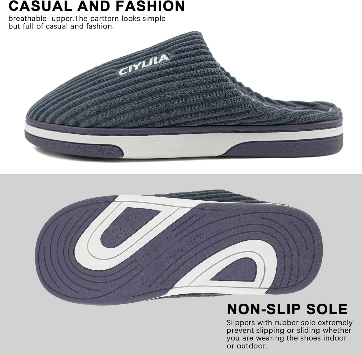 Men and Women's Slip on Fuzzy House Slippers Memory Foam Slippers Scuff Outdoor Indoor Warm Plush Bedroom Shoes Home Slippers