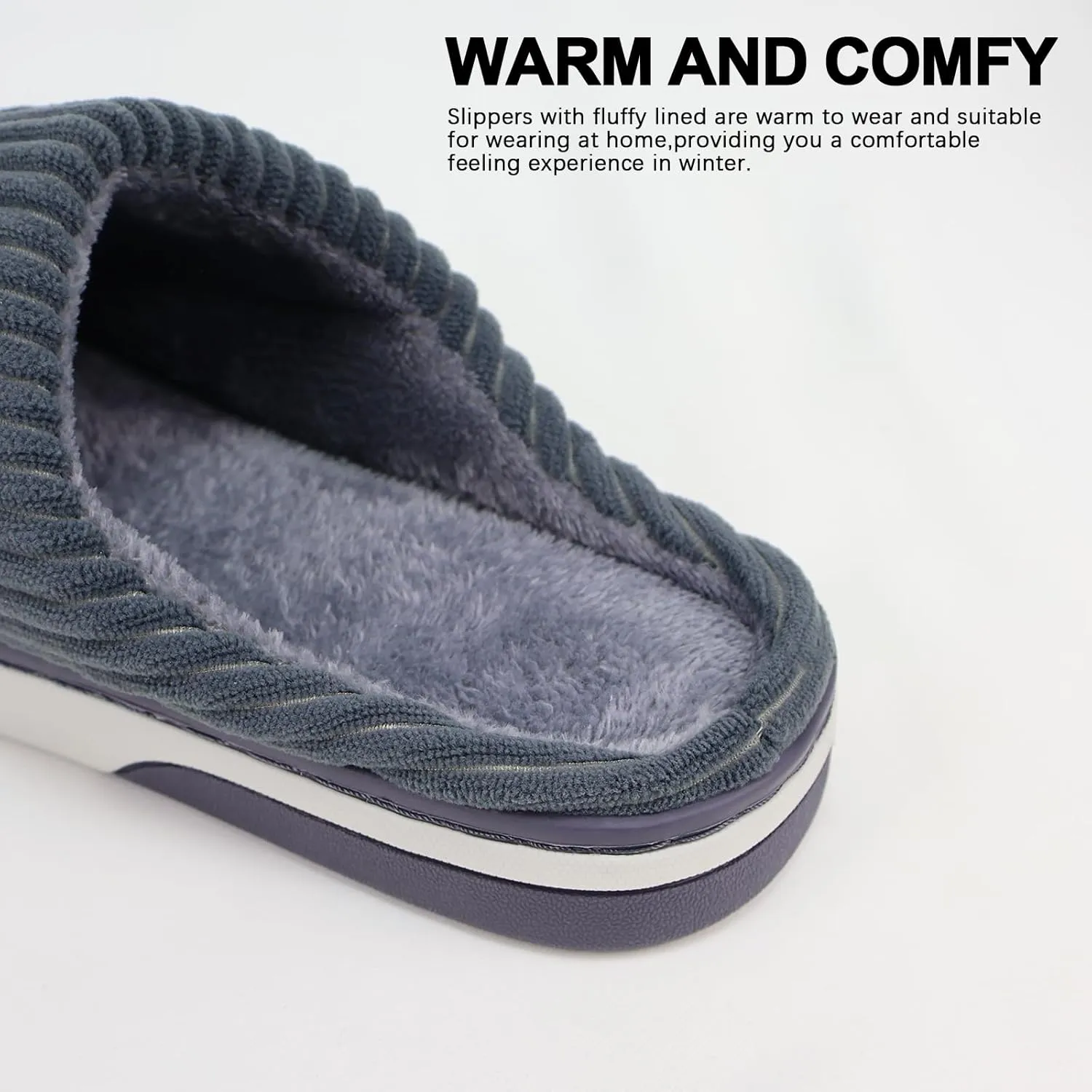 Men and Women's Slip on Fuzzy House Slippers Memory Foam Slippers Scuff Outdoor Indoor Warm Plush Bedroom Shoes Home Slippers