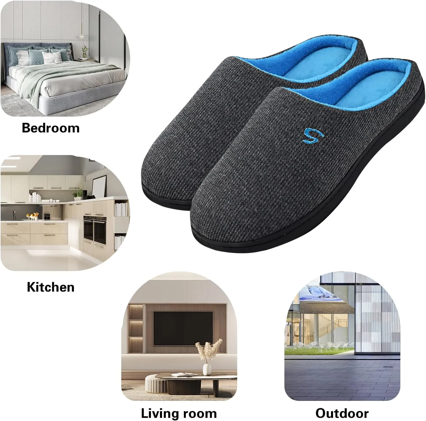 Men's Memory Foam Slippers, Comfy House Shoes, Cozy Men's Slippers with Warm Soft Coral Fleece Lining