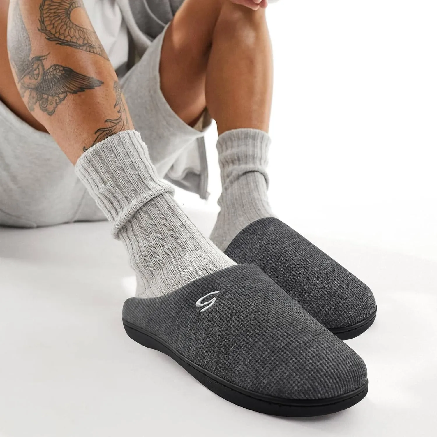 Men's Memory Foam Slippers, Comfy House Shoes, Cozy Men's Slippers with Warm Soft Coral Fleece Lining