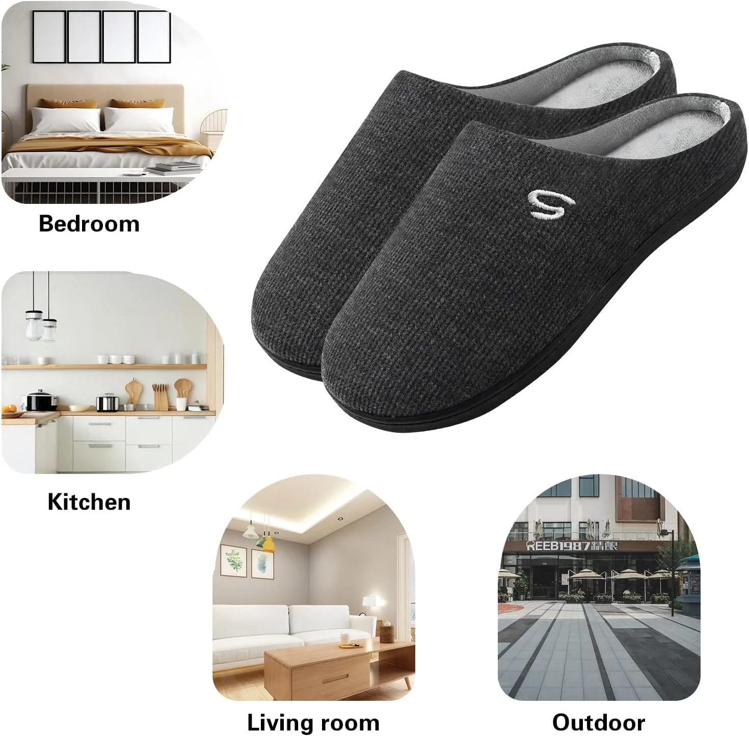 Men's Memory Foam Slippers, Comfy House Shoes, Cozy Men's Slippers with Warm Soft Coral Fleece Lining
